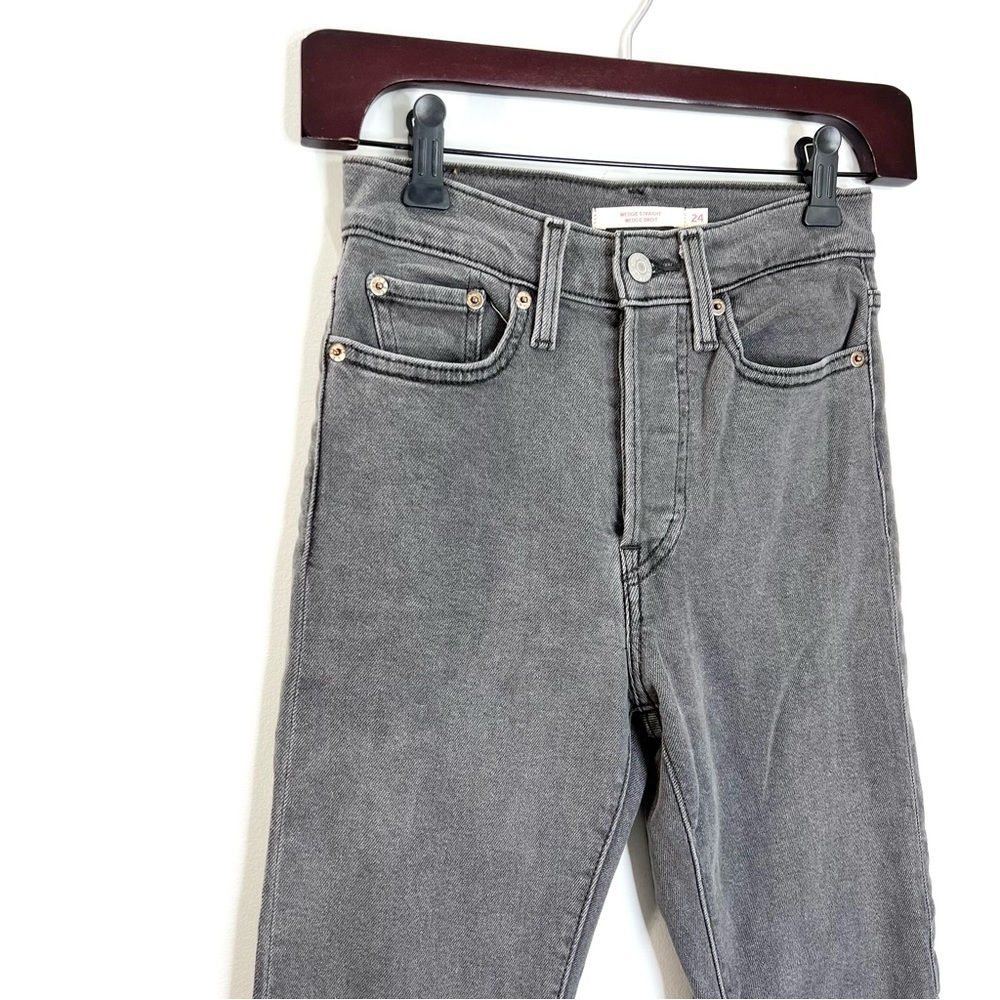 Levis Wedgie straight high rise grey jeans 24 - Picture 6 of 15